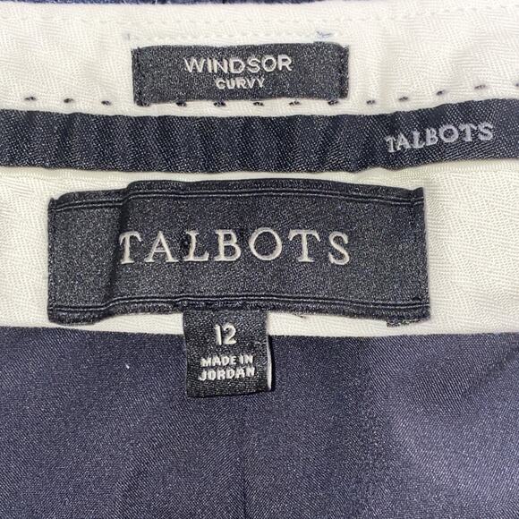 Talbots Women Italian Flannel Wool Windsor Curvy Wide Leg Pants Size 12 Blue - Picture 4 of 6